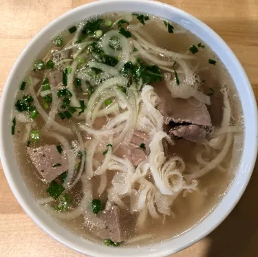 A bowl of Vietnamese beef noodle soup